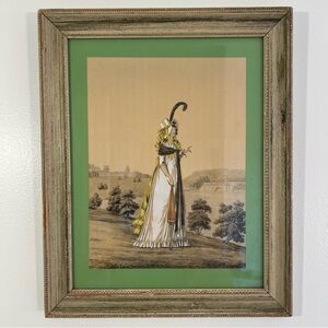 1795 Antique Framed Lithograph Nicholas von Heideloff "The Gallery of Fashion"